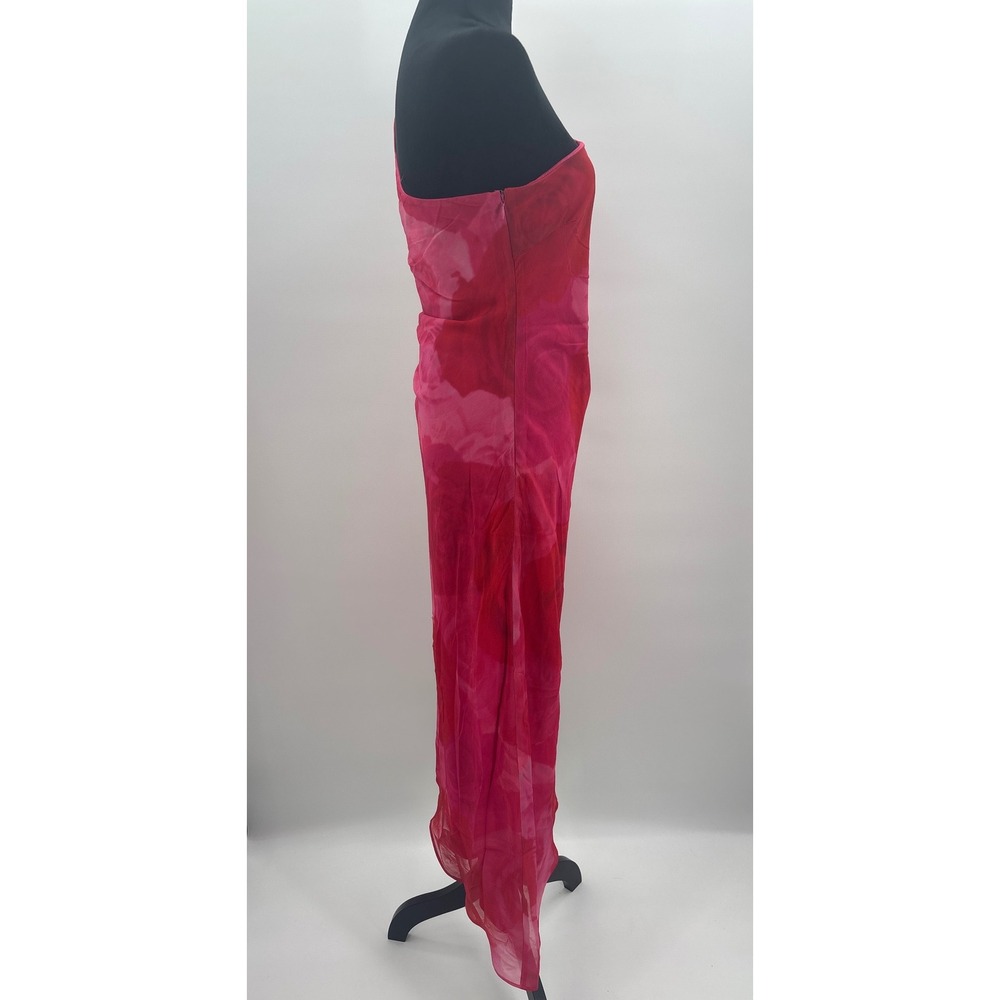 Lulus Pretty Serene Pink Floral One-Shoulder Asymmetrical Midi Dress Size M NWT - Picture 6 of 12